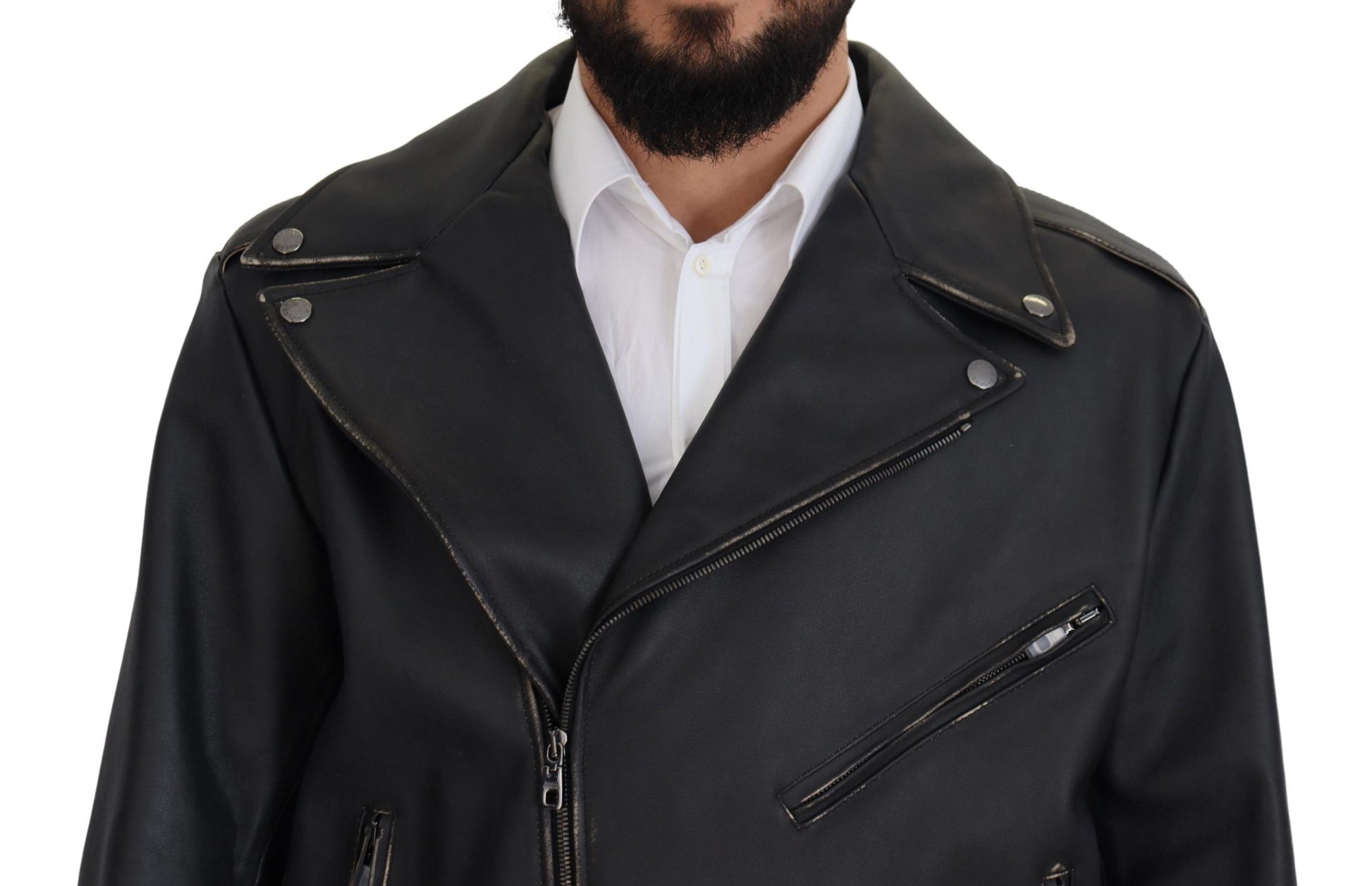 Dolce & Gabbana Black Biker Jackets for Men side view