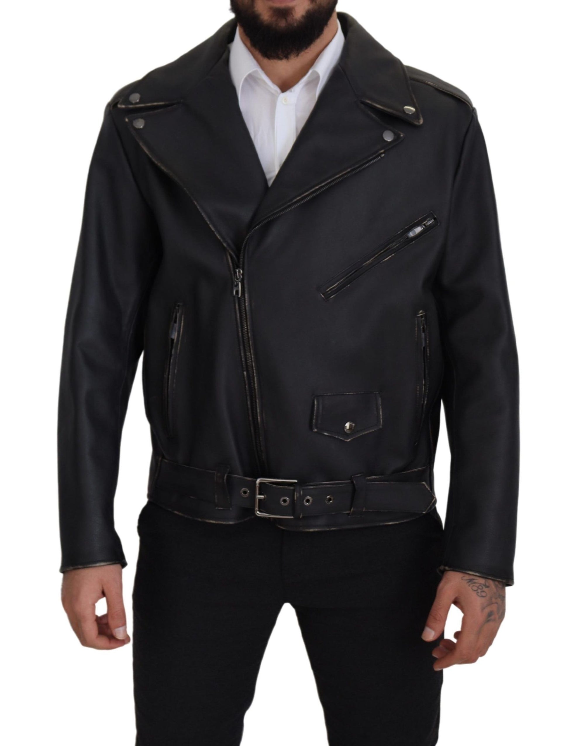 Dolce & Gabbana Black Biker Jackets for Men