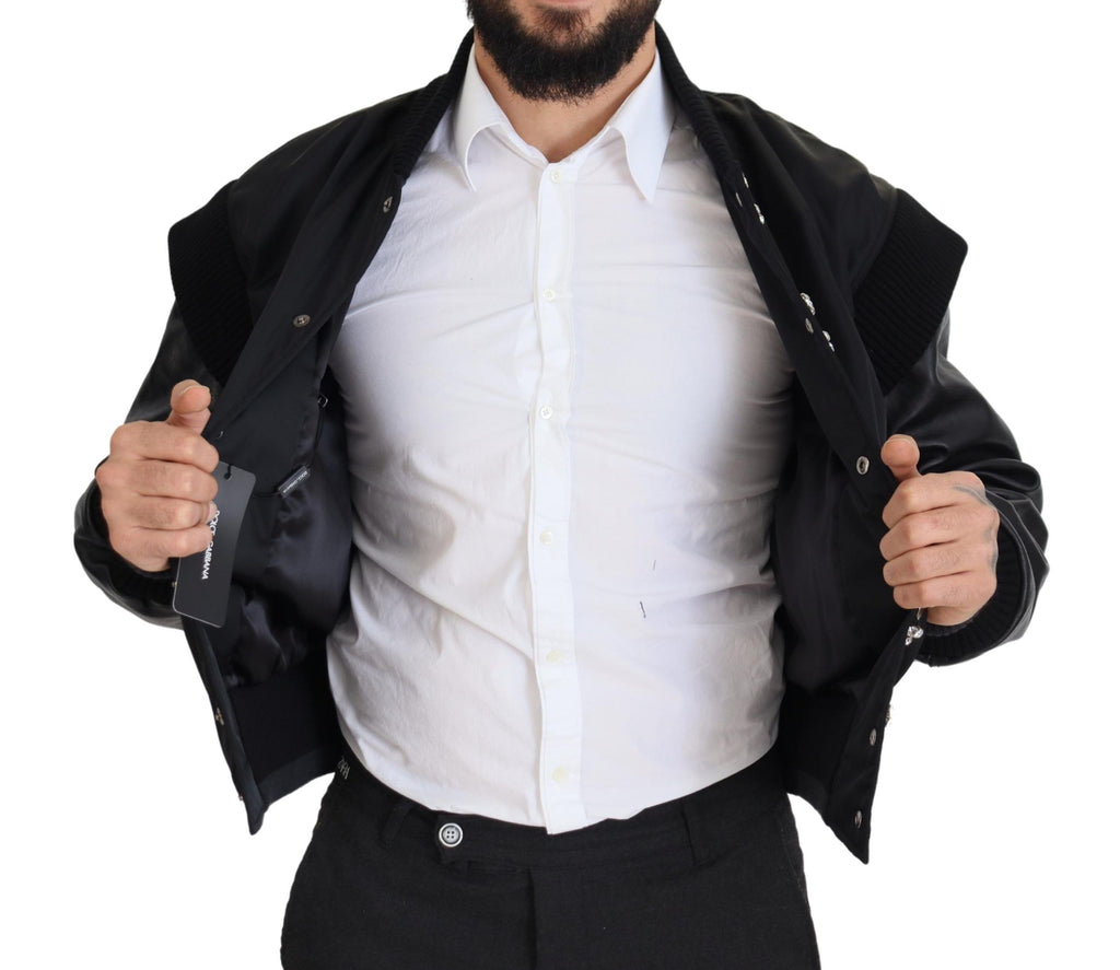 Veste Dolce & Gabbana en nylon noir avec boutons en cristal