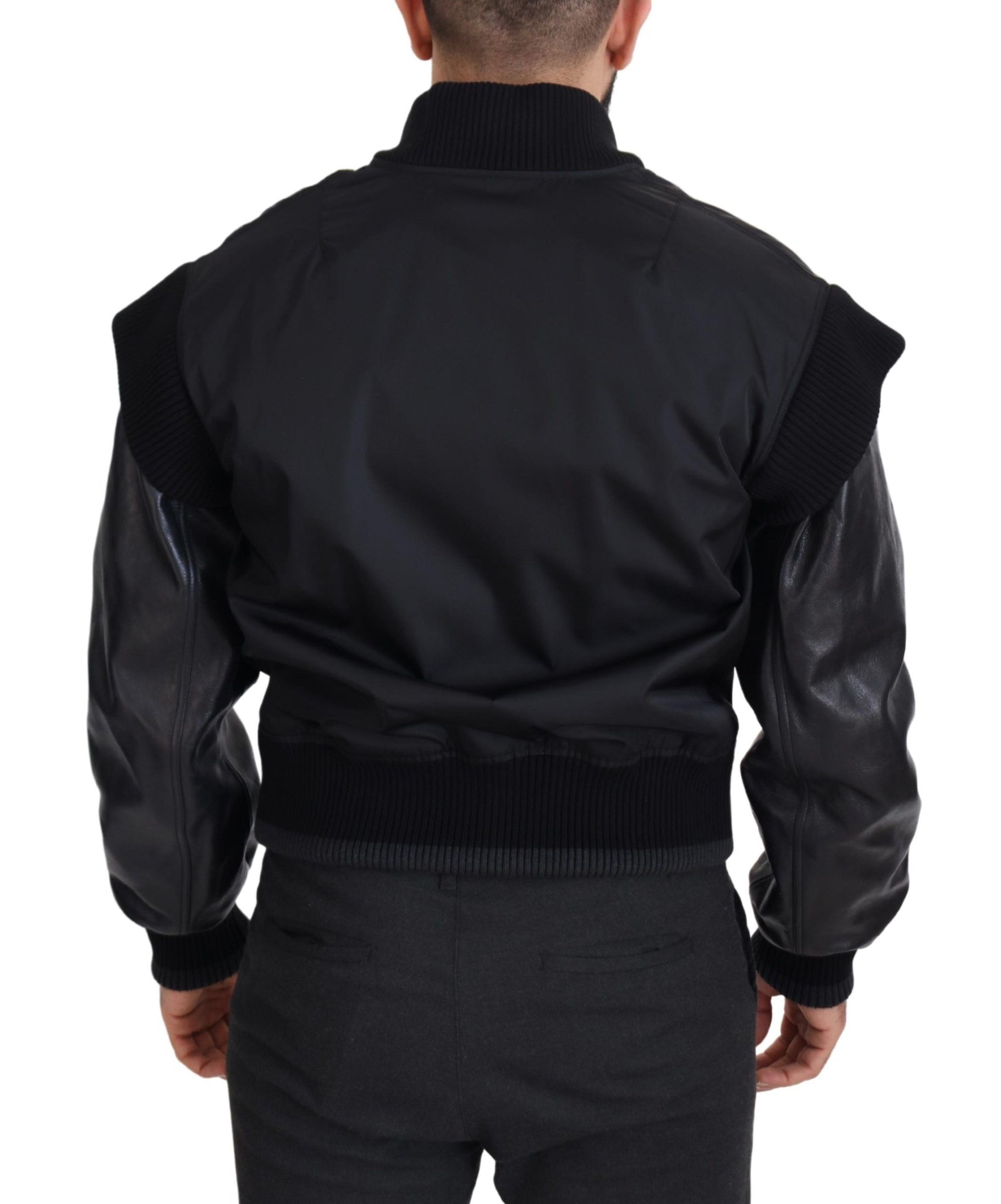 Veste Dolce & Gabbana en nylon noir avec boutons en cristal