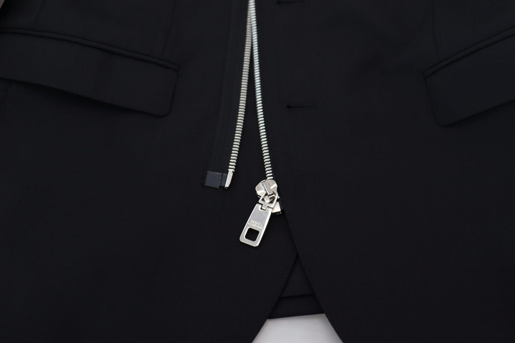 Veste Dolce & Gabbana en Laine Noire à Manches Longues Entièrement Zippée