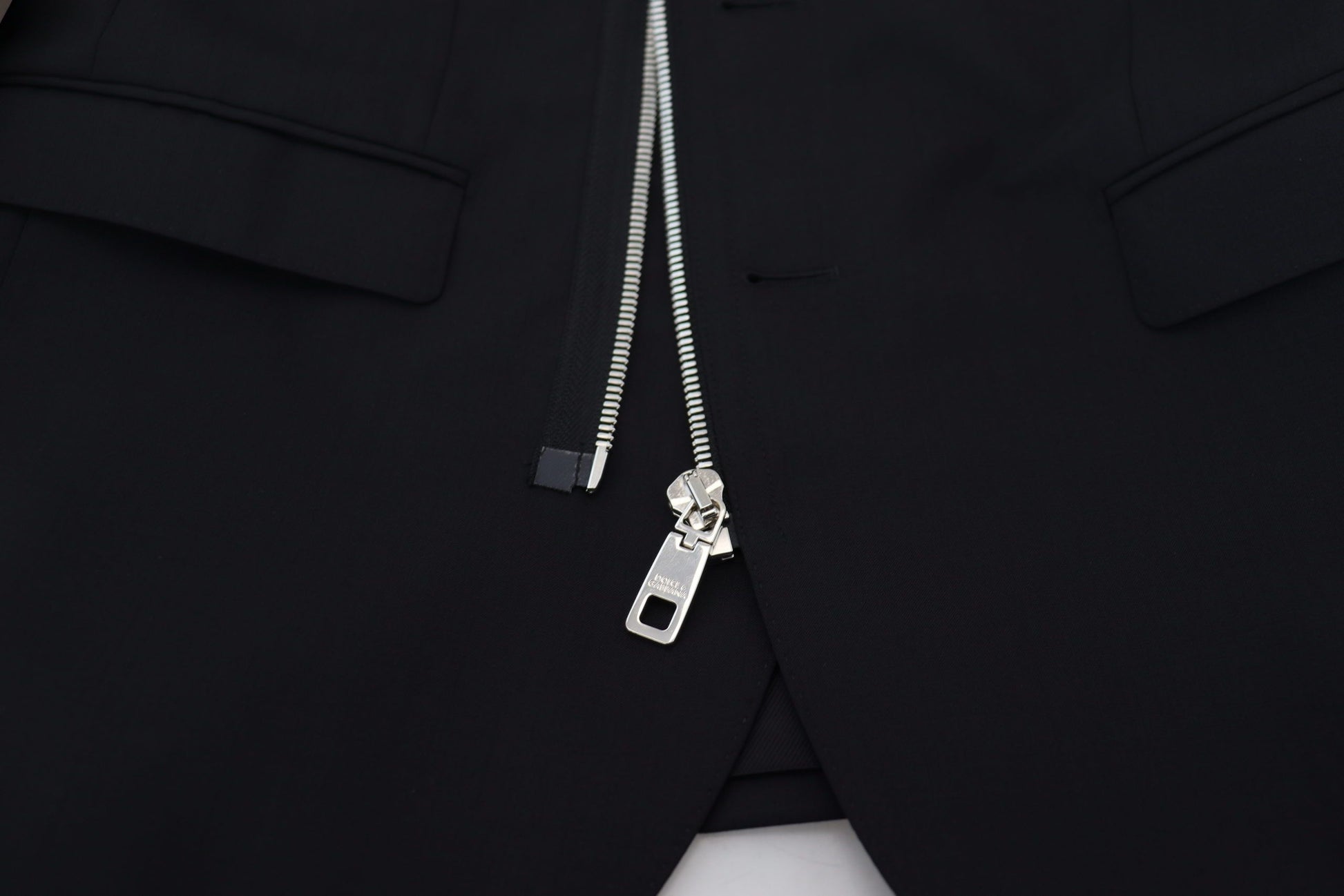 Veste Dolce & Gabbana en Laine Noire à Manches Longues Entièrement Zippée
