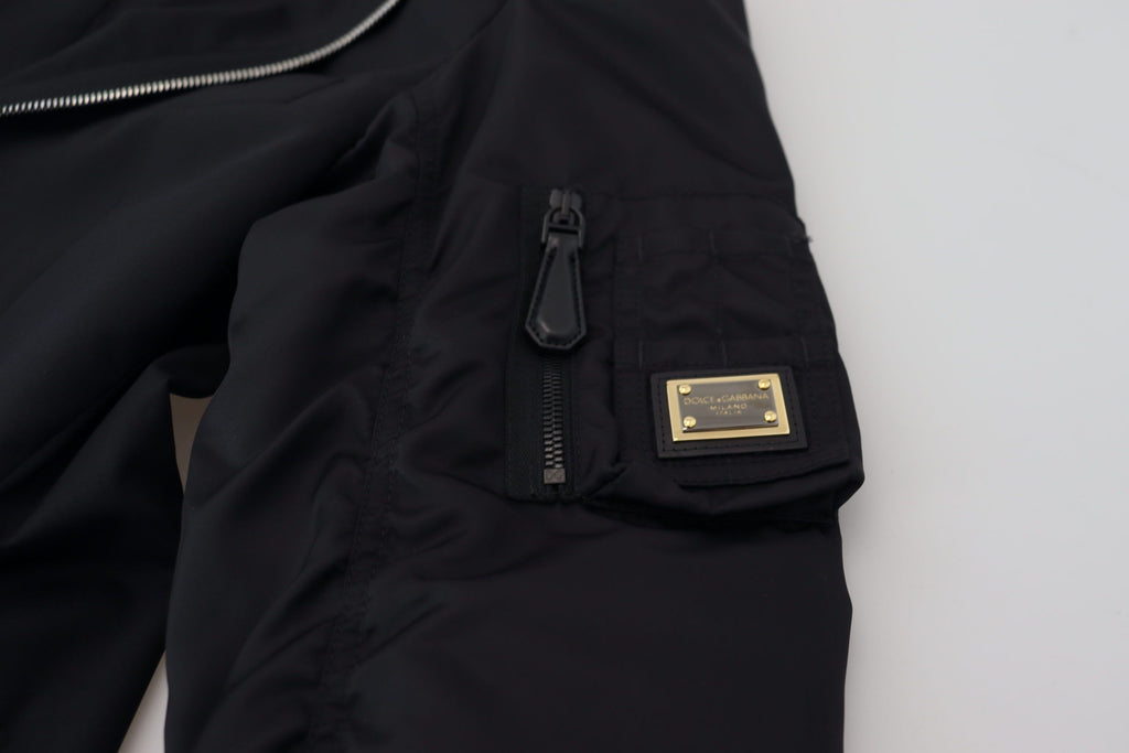 Veste Dolce & Gabbana en Laine Noire à Manches Longues Entièrement Zippée