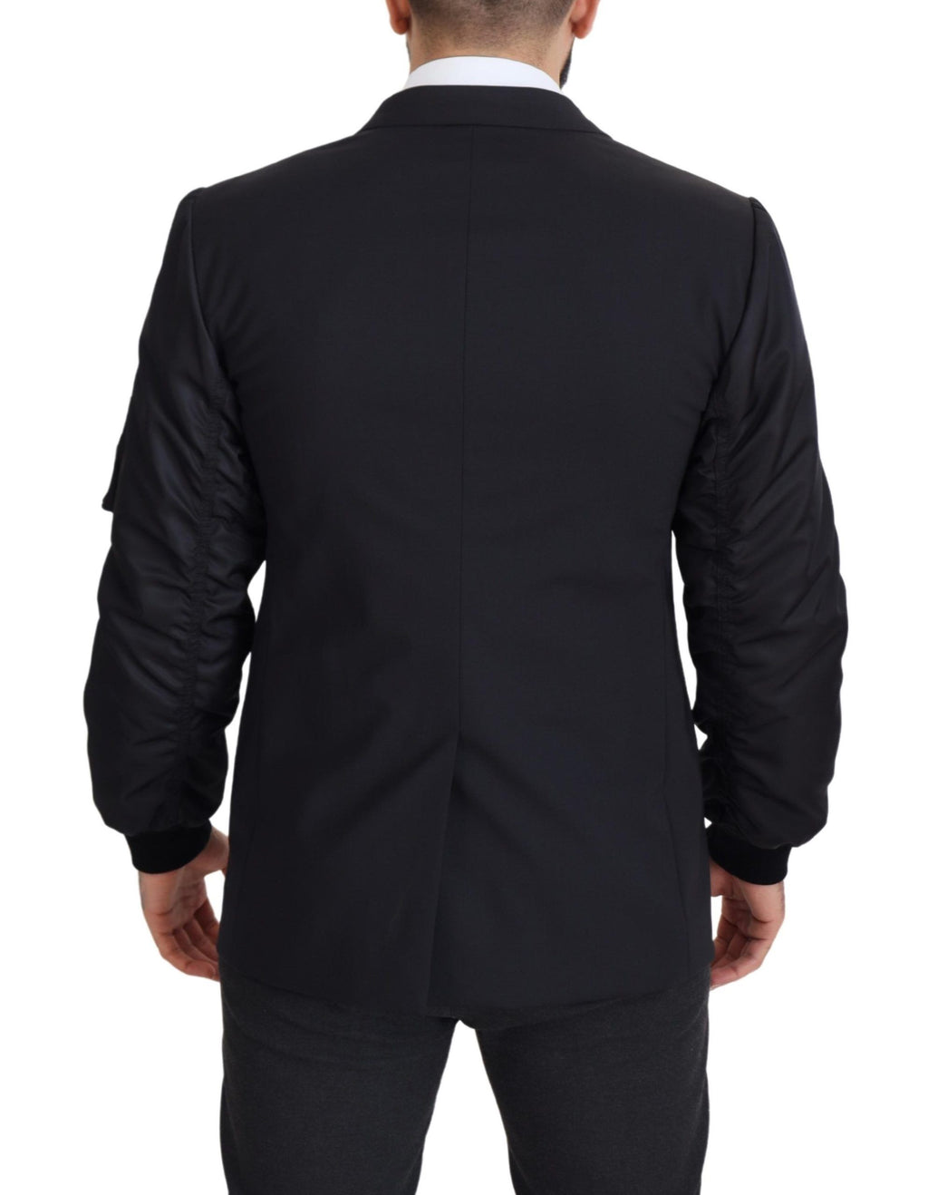 Veste Dolce & Gabbana en Laine Noire à Manches Longues Entièrement Zippée