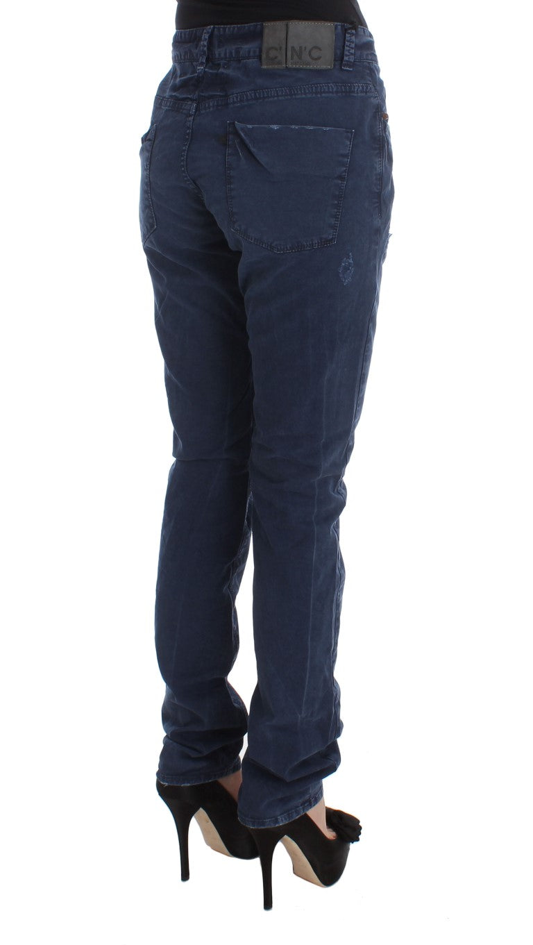 Costume National Blue Skinny Jeans for Women side view