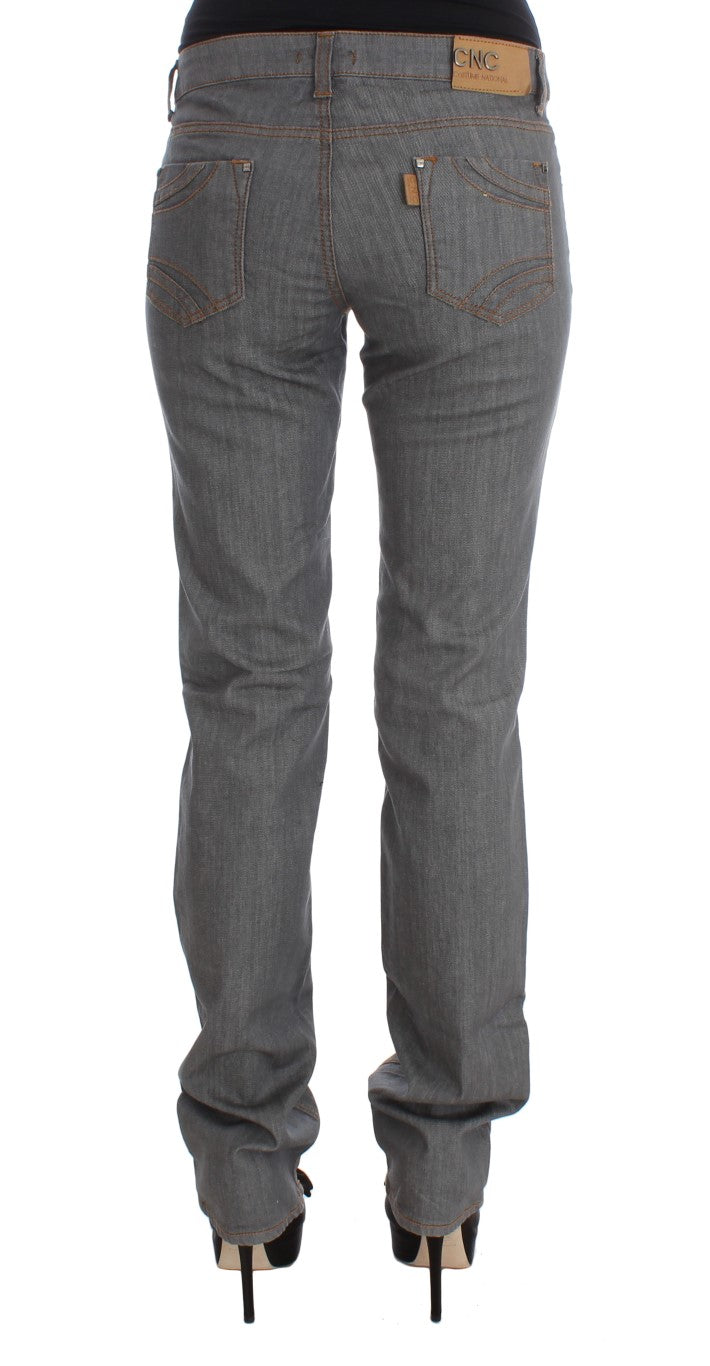 Jean en denim gris en coton coupe droite Costume National