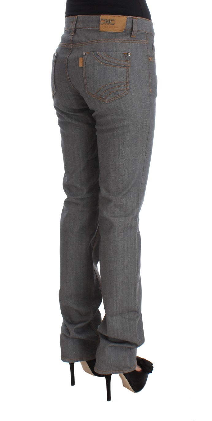 Jean en denim gris en coton coupe droite Costume National