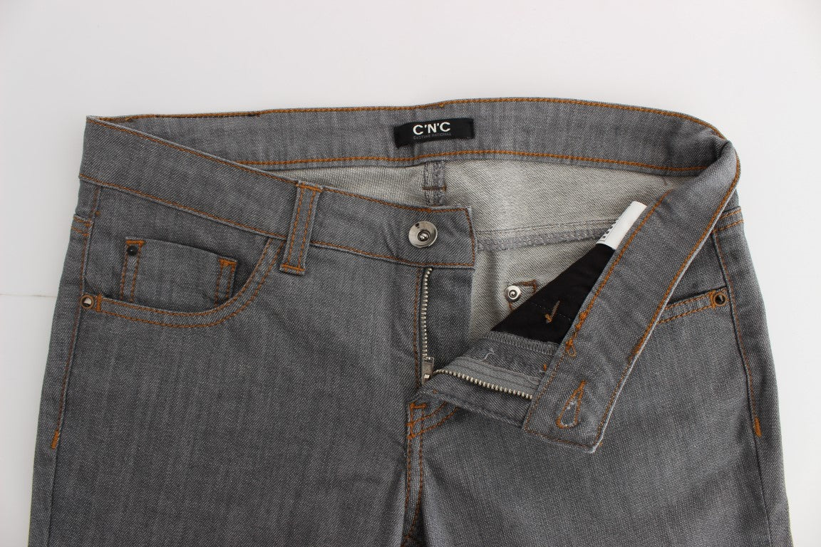 Jean en denim gris en coton coupe droite Costume National