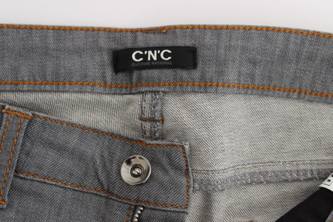 Jean en denim gris en coton coupe droite Costume National