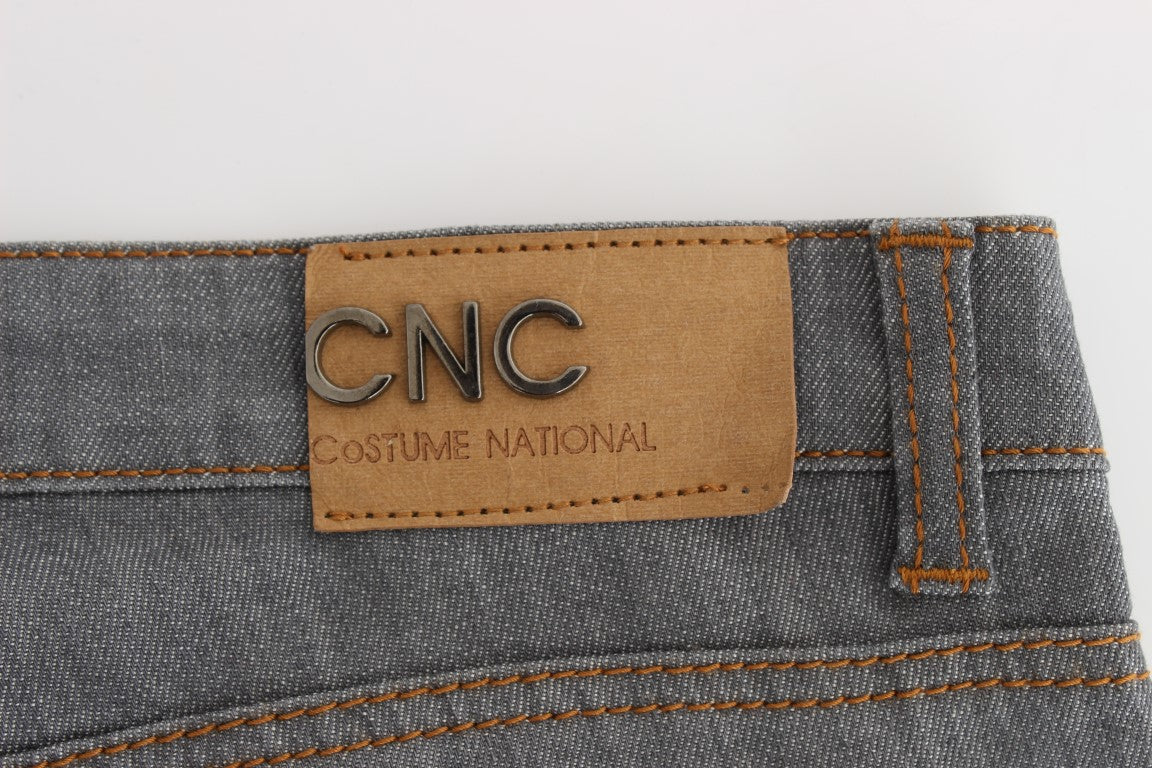 Jean en denim gris en coton coupe droite Costume National