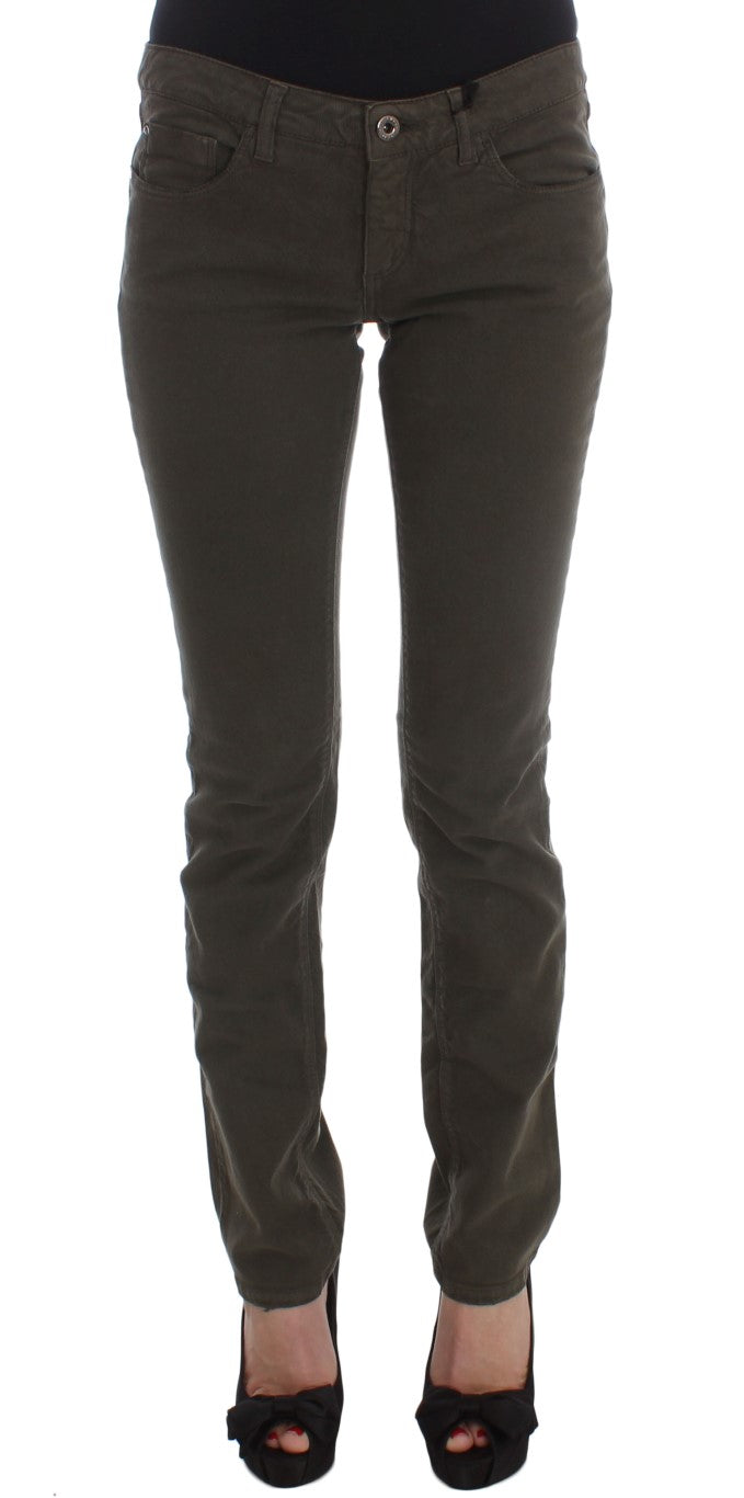 Jean slim Costume National en coton mélangé vert