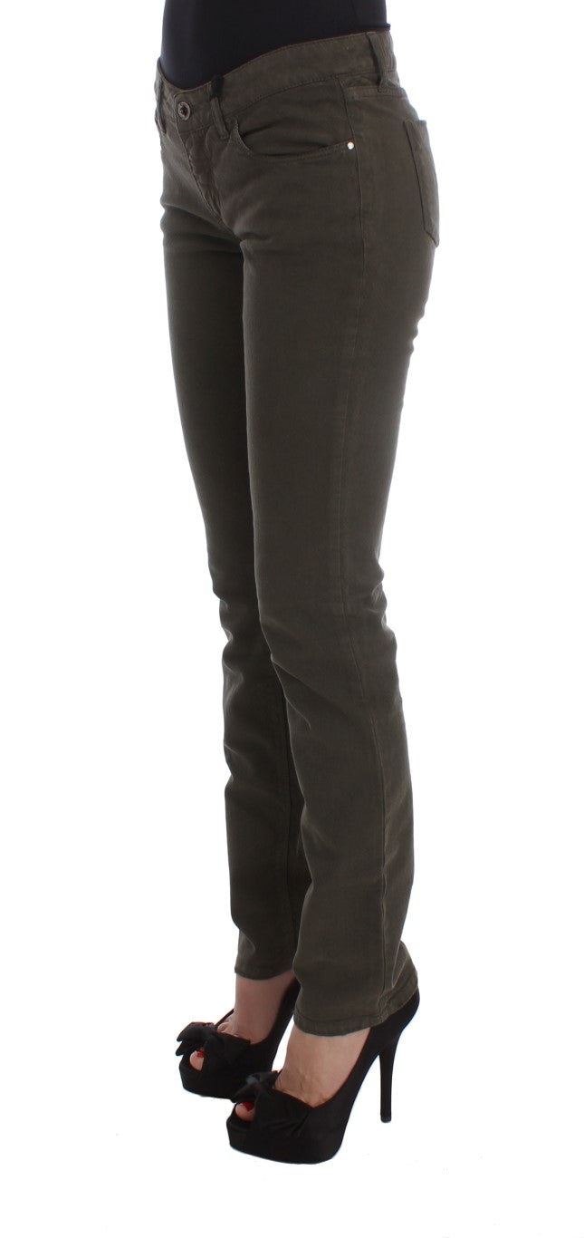 Jean slim Costume National en coton mélangé vert