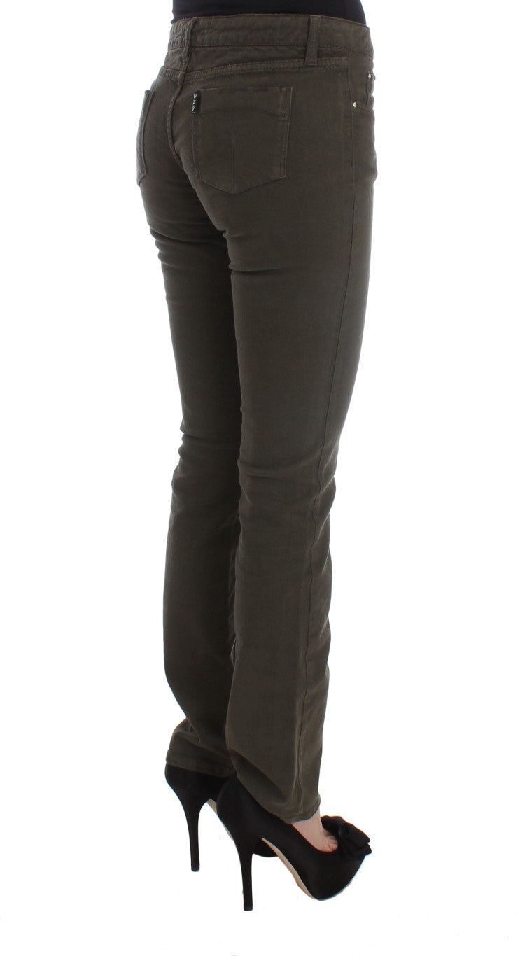 Jean slim Costume National en coton mélangé vert