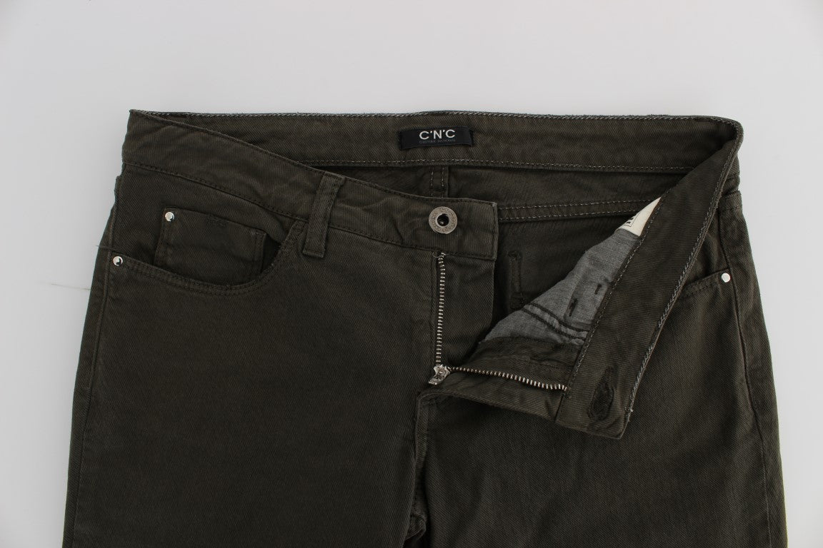 Jean slim Costume National en coton mélangé vert