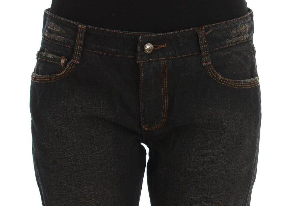 Ermanno Scervino Jeans Boyfriend en Coton Délavé Bleu