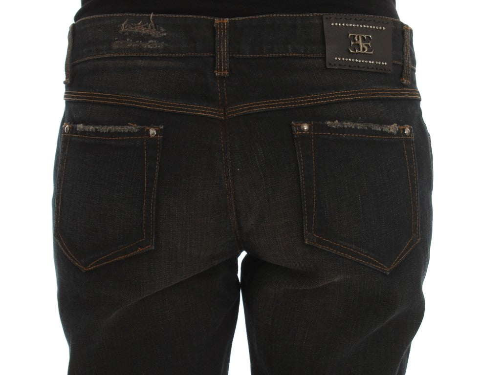 Ermanno Scervino Jeans Boyfriend en Coton Délavé Bleu