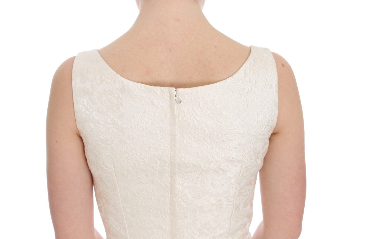 Robe fourreau Dolce & Gabbana en brocart blanc ornée de cristaux