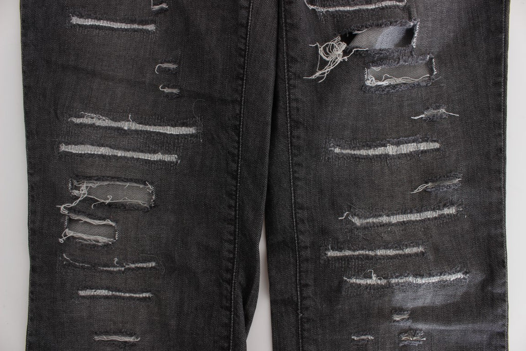 Jean John Galliano coupe droite en coton délavé gris déchiré