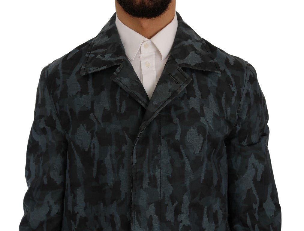 Dolce & Gabbana Blue Trench Coats for Men side view