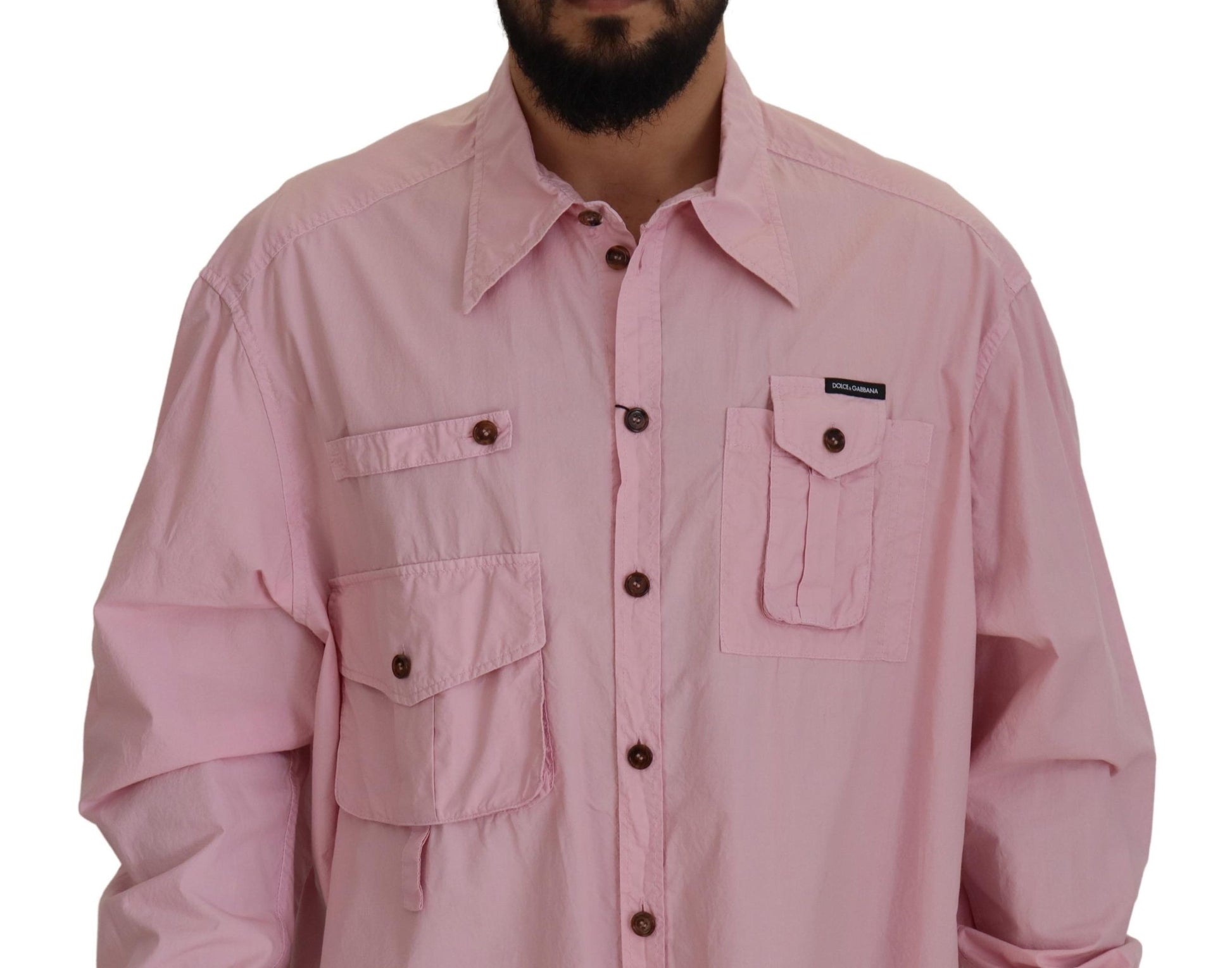 Dolce & Gabbana Pink Dress Shirt for Men side view
