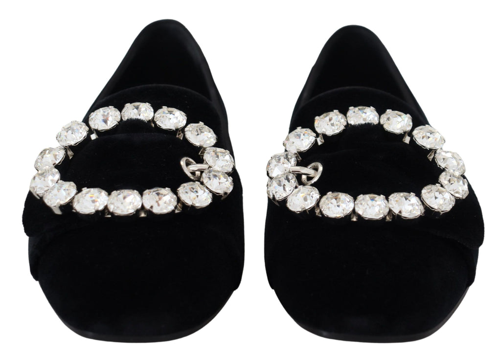 Dolce & Gabbana Black Slip On Loafers for Women side view