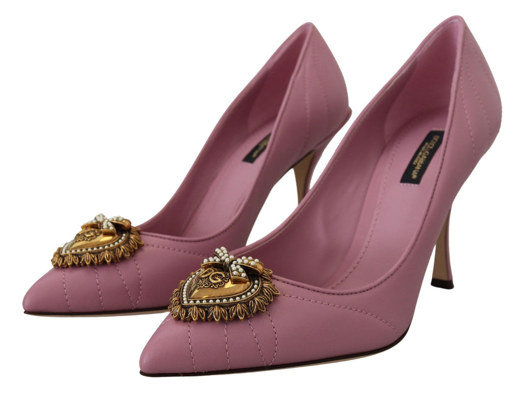 Chaussures à talons Dolce & Gabbana en cuir rose en forme de cœur DEVOTION