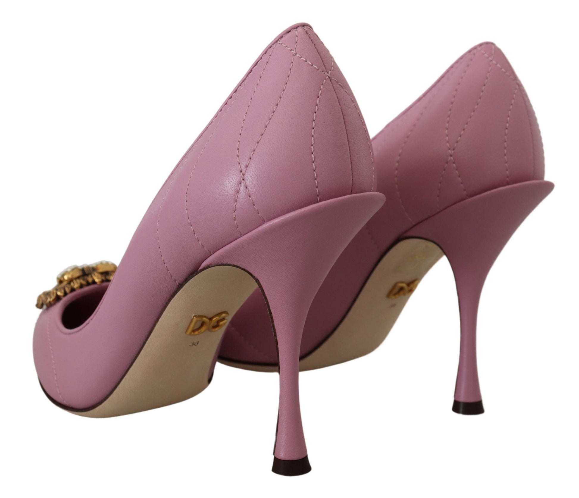 Chaussures à talons Dolce & Gabbana en cuir rose en forme de cœur DEVOTION