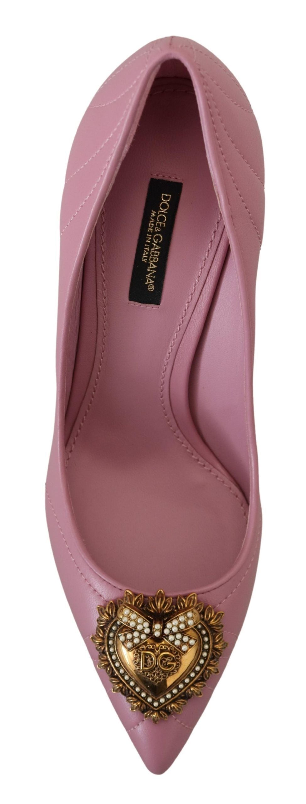 Chaussures à talons Dolce & Gabbana en cuir rose en forme de cœur DEVOTION
