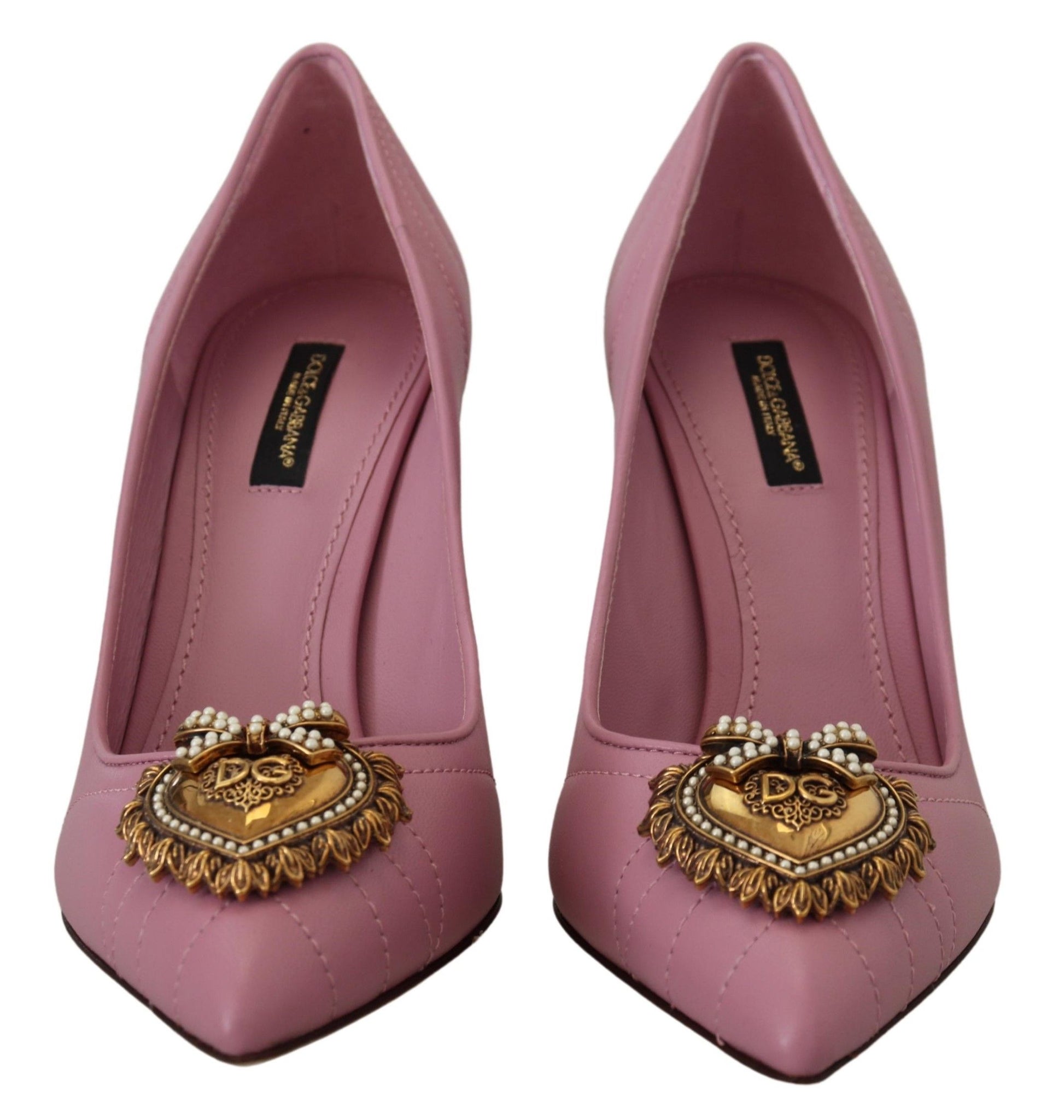 Chaussures à talons Dolce & Gabbana en cuir rose en forme de cœur DEVOTION