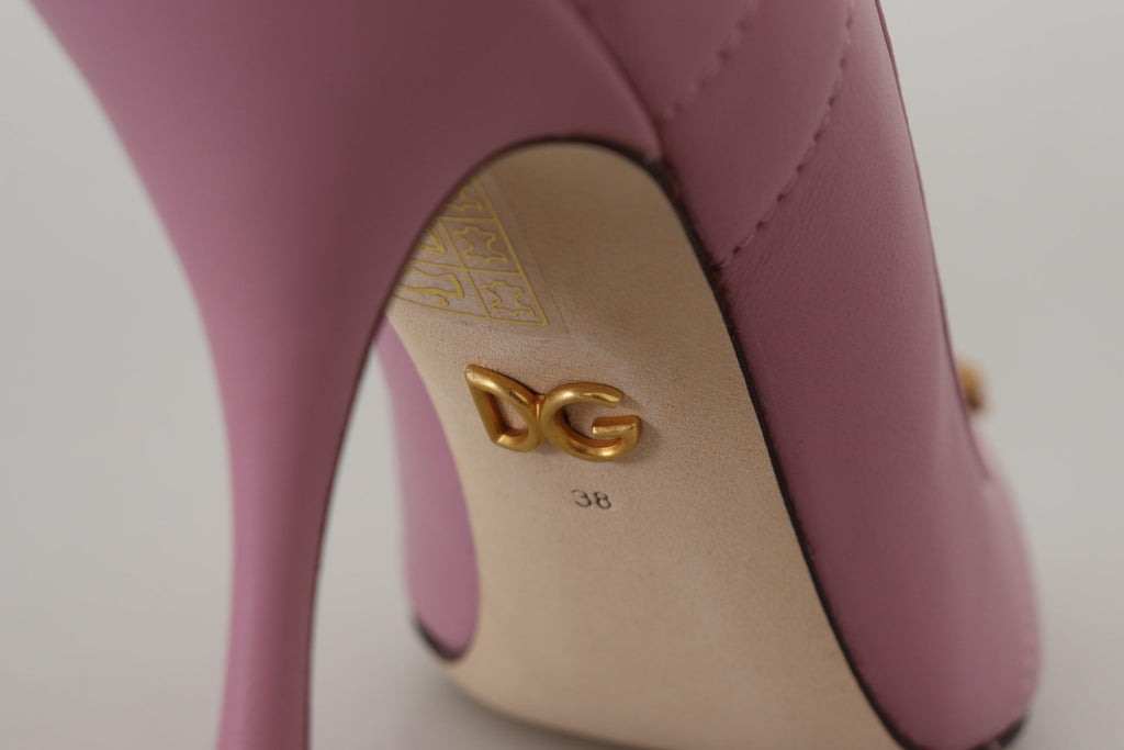 Chaussures à talons Dolce & Gabbana en cuir rose en forme de cœur DEVOTION