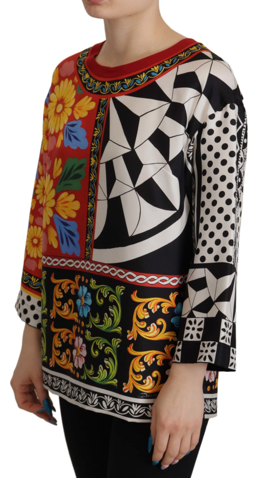 Chemisier ample Dolce & Gabbana à manches longues et imprimé baroque multicolore