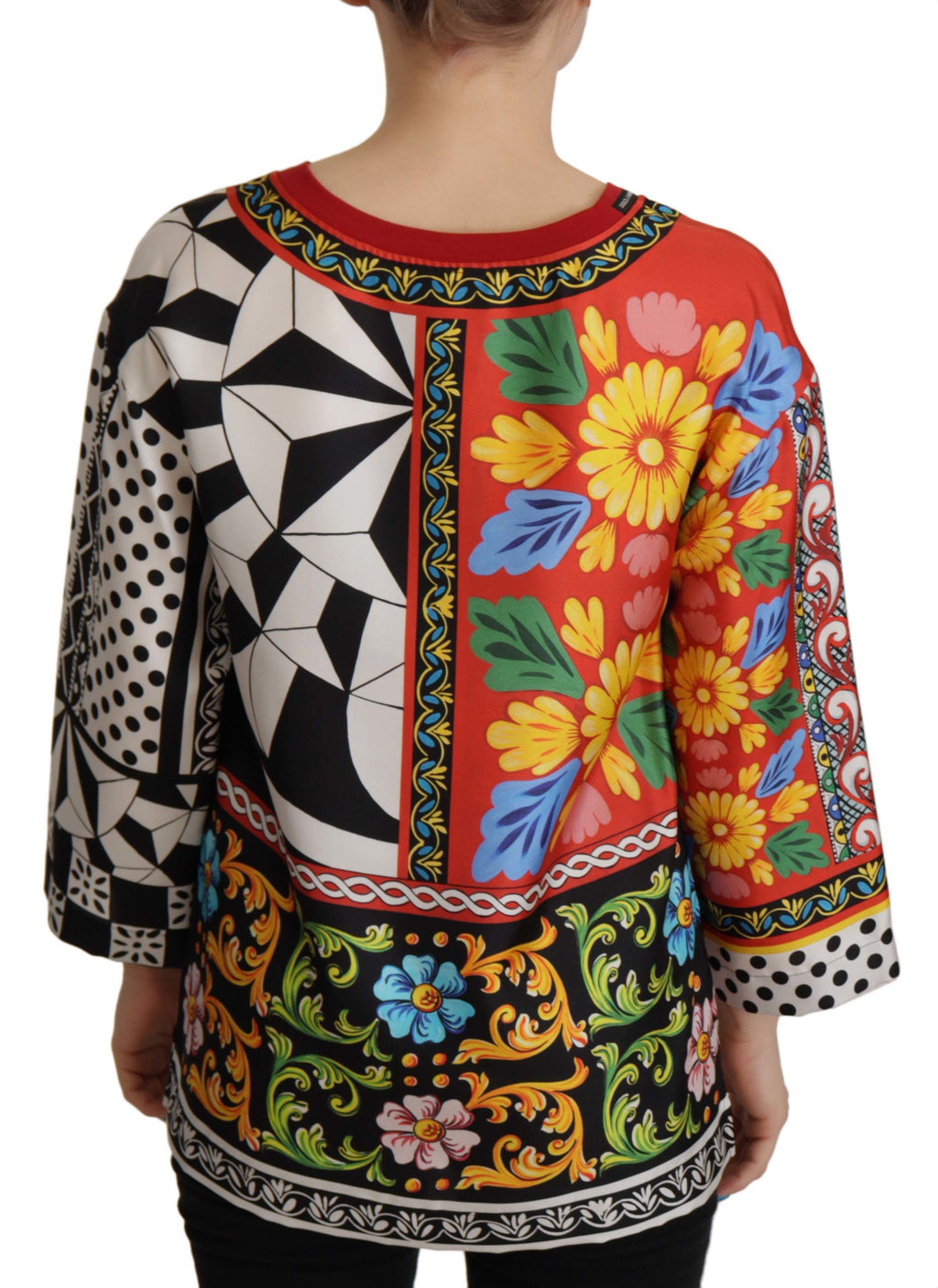 Chemisier ample Dolce & Gabbana à manches longues et imprimé baroque multicolore