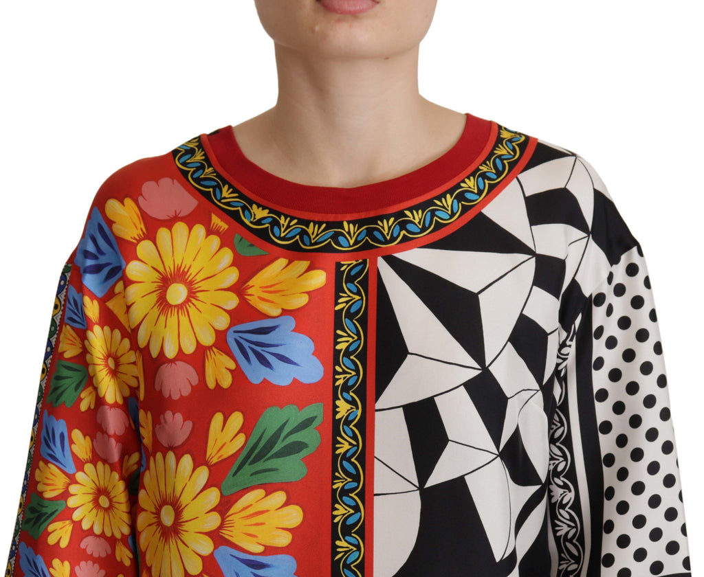 Chemisier ample Dolce & Gabbana à manches longues et imprimé baroque multicolore