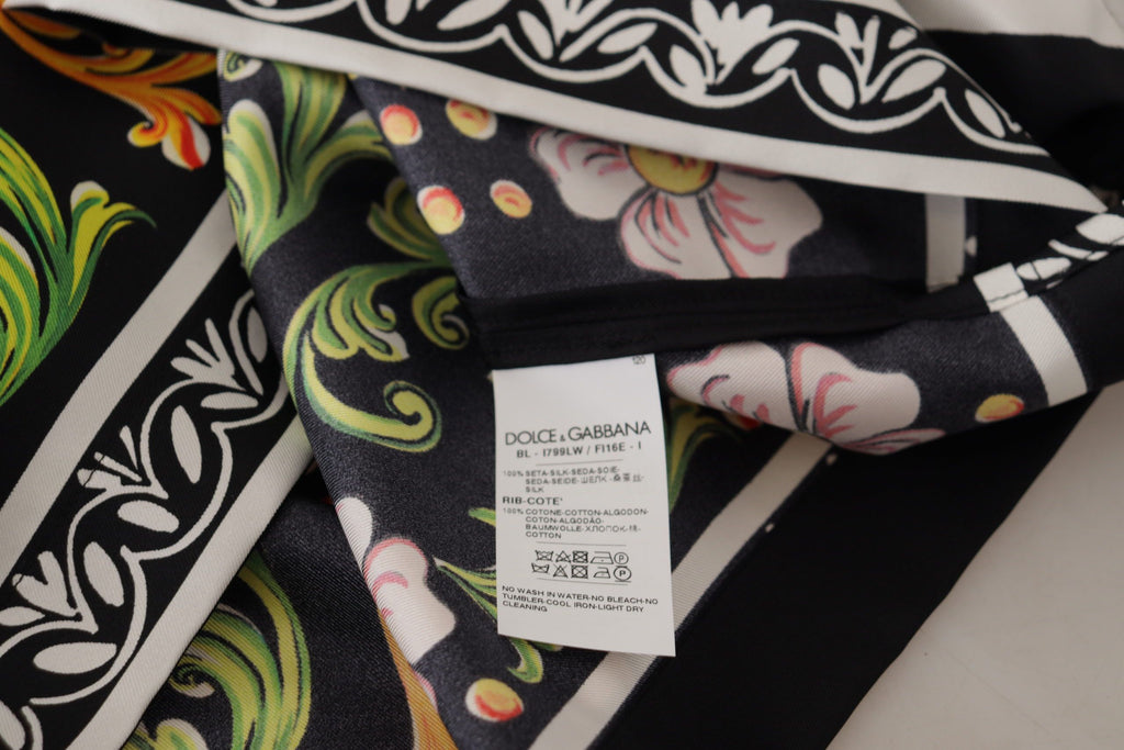 Chemisier ample Dolce & Gabbana à manches longues et imprimé baroque multicolore