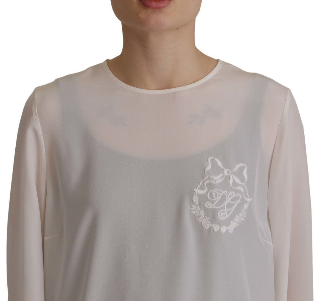Dolce & Gabbana White Long Sleeve T-Shirt for Women detail view
