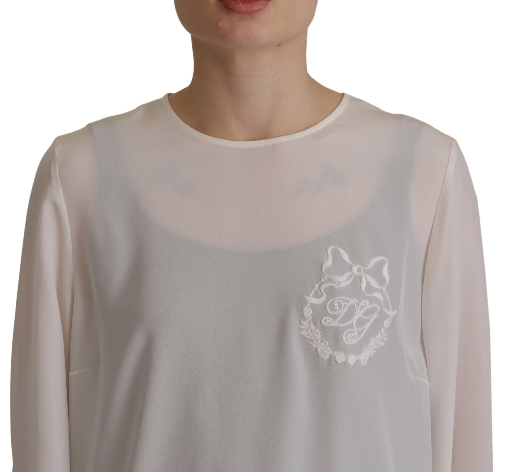Dolce & Gabbana White Long Sleeve T-Shirt for Women detail view