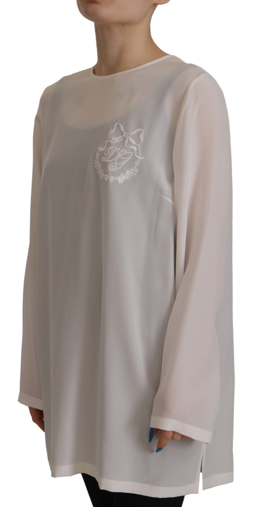 Dolce & Gabbana White Long Sleeve T-Shirt for Women side view