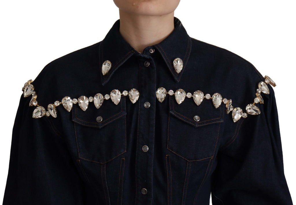 Dolce & Gabbana Blue Denim Jackets for Women side view
