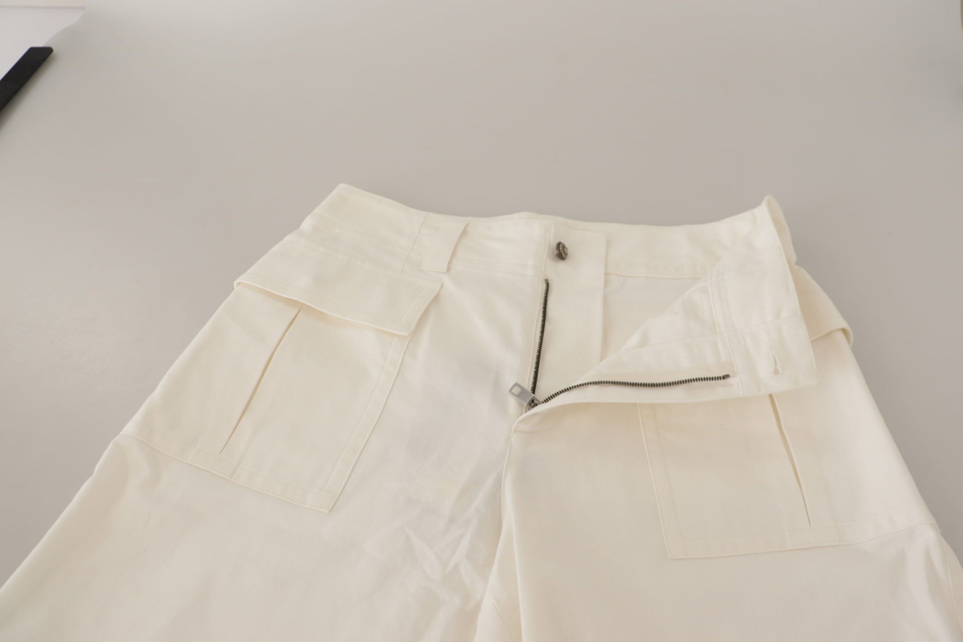 Pantalon effilé taille haute blanc en coton pour femme Dolce & Gabbana
