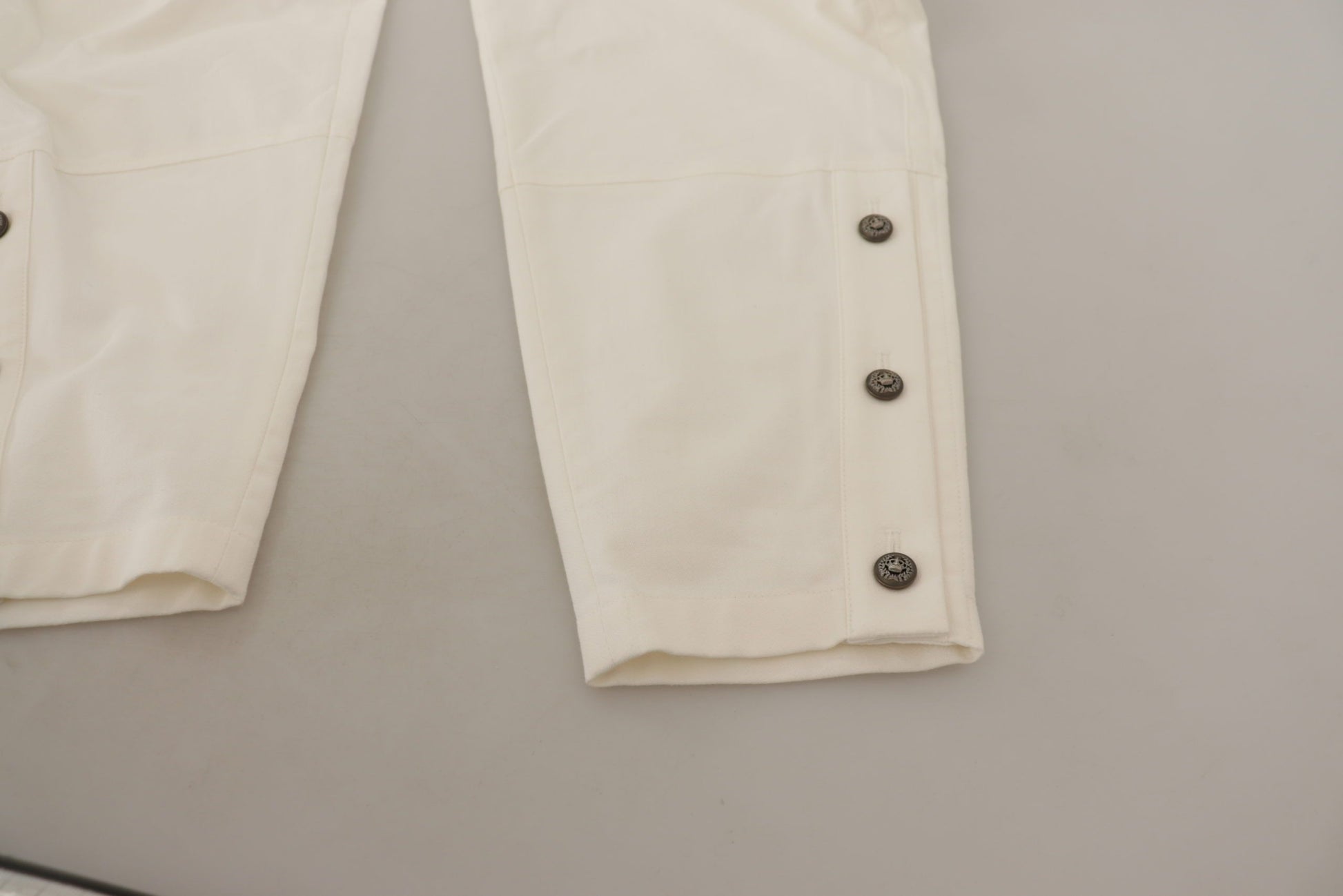Pantalon effilé taille haute blanc en coton pour femme Dolce & Gabbana