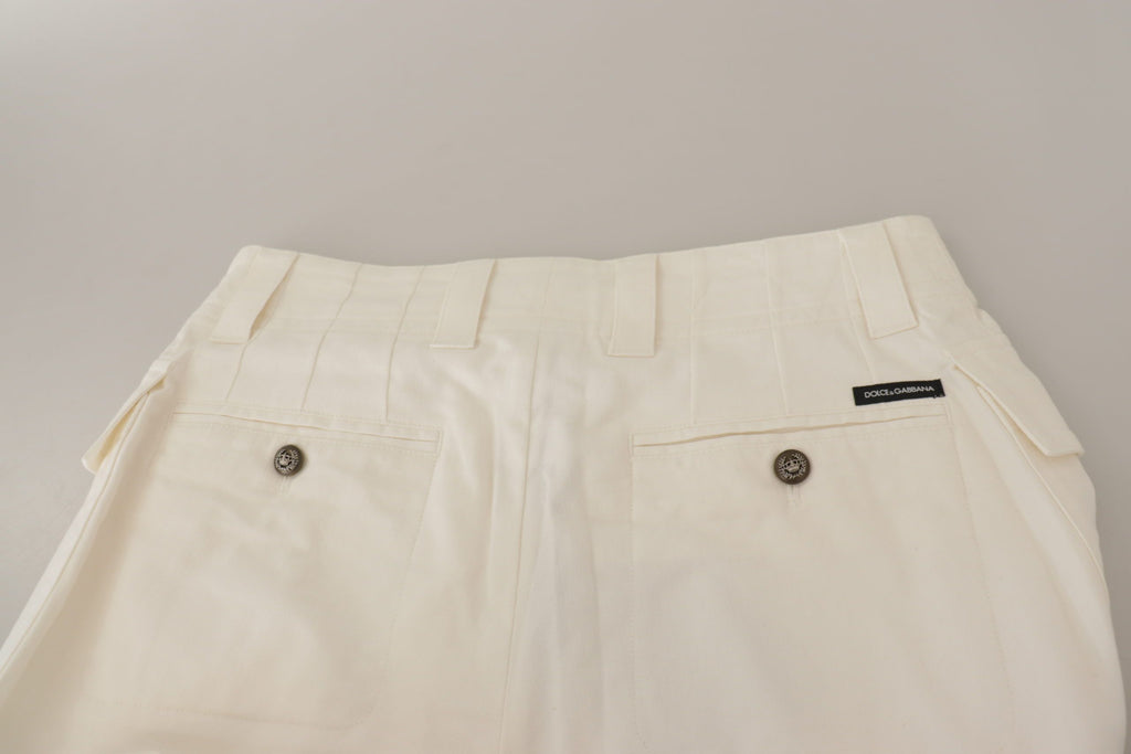Pantalon effilé taille haute blanc en coton pour femme Dolce & Gabbana