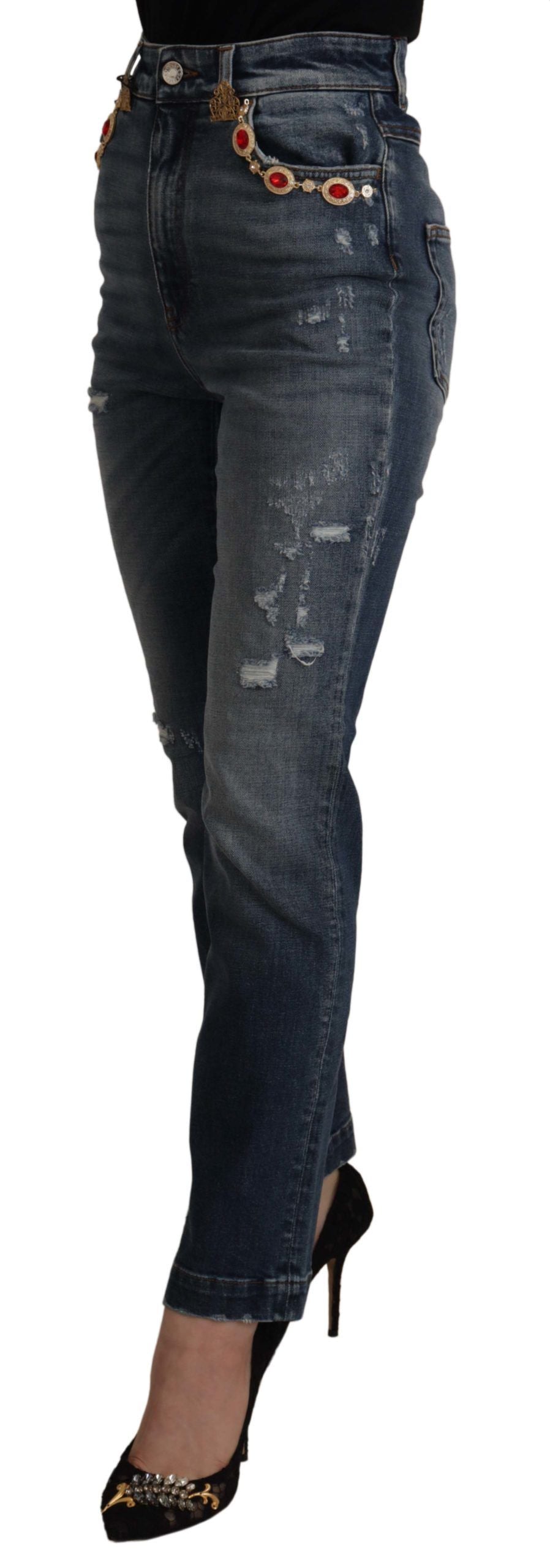 Dolce & Gabbana Blue Skinny Jeans for Women detail view