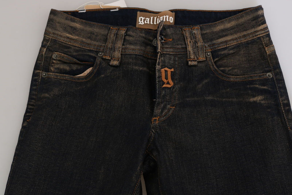 Pantalon en jean évasé John Galliano noir délavé taille mi-haute en coton