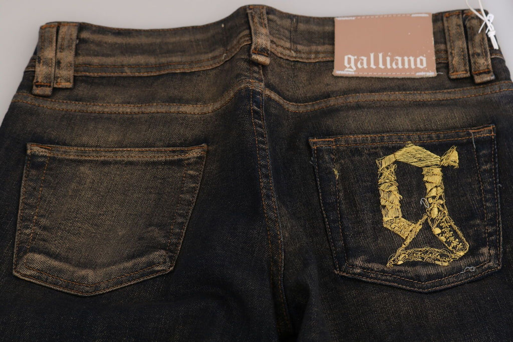Pantalon en jean évasé John Galliano noir délavé taille mi-haute en coton