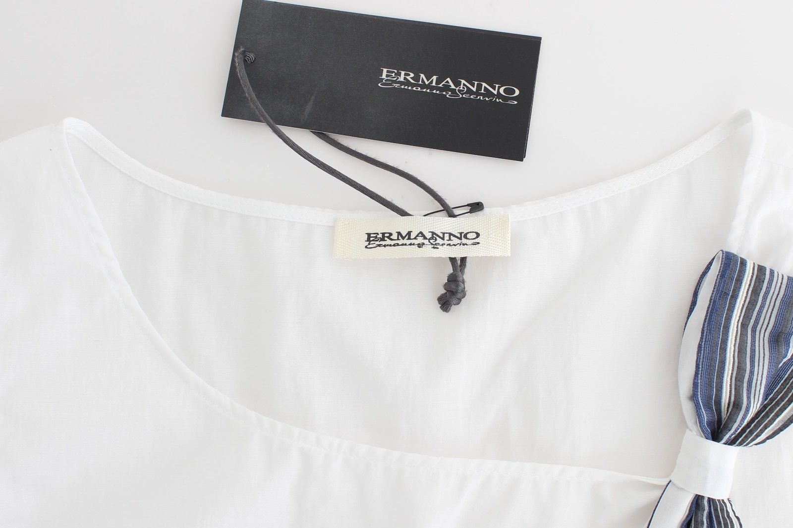 Ermanno Scervino White Blue Top Blouse Tank Shirt Sleeveless
