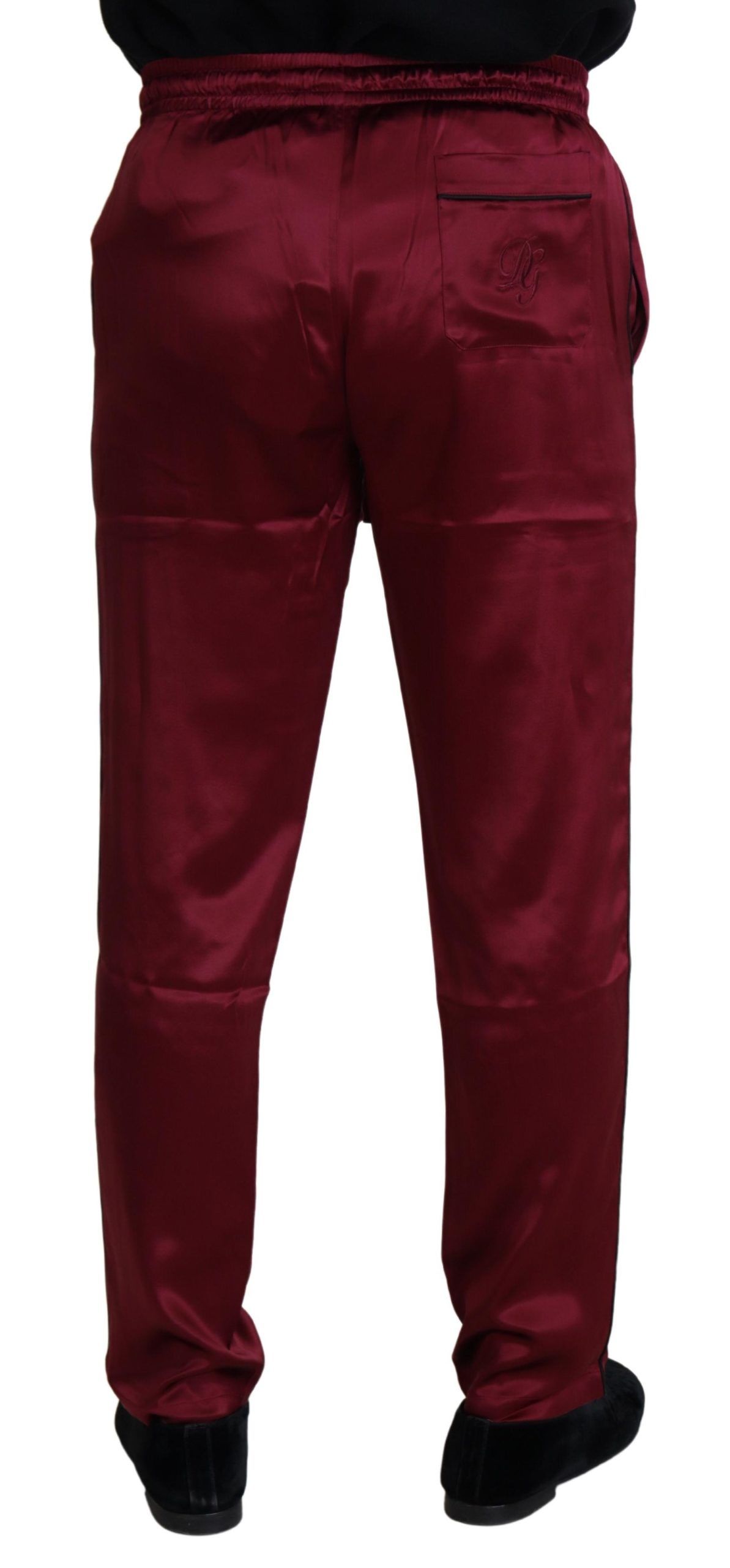 Pantalon de pyjama en soie bordeaux Dolce & Gabbana DG