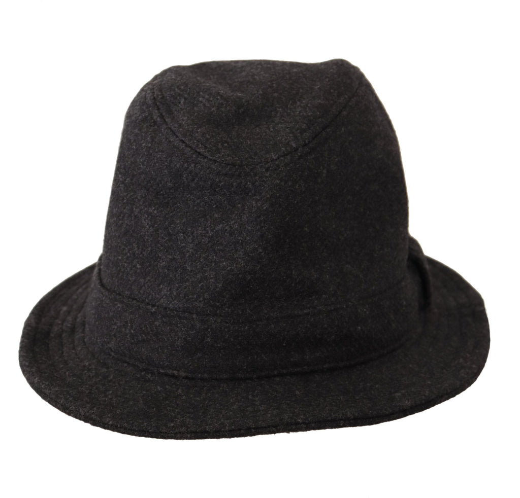 Dolce & Gabbana Chapeau Fedora Trilby Logo en Laine Vierge Grise