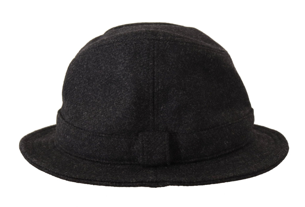 Dolce & Gabbana Chapeau Fedora Trilby Logo en Laine Vierge Grise