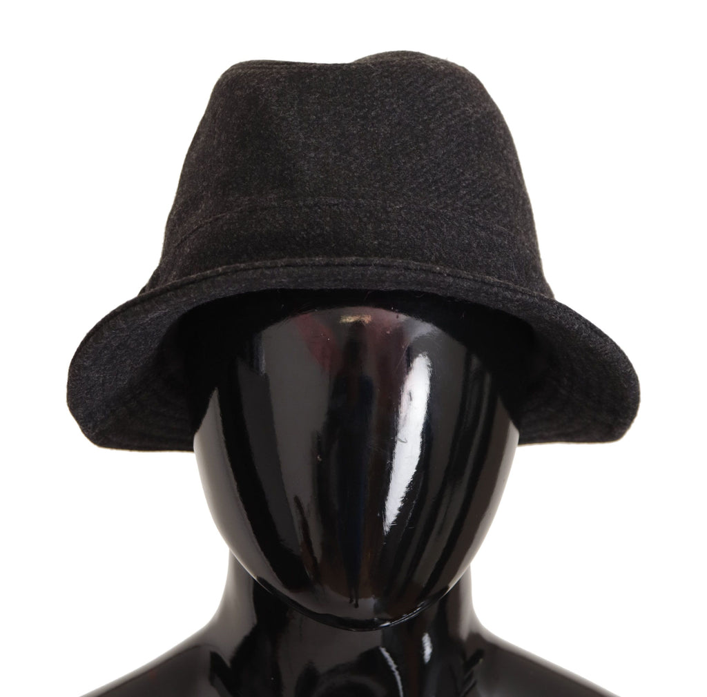 Dolce & Gabbana Chapeau Fedora Trilby Logo en Laine Vierge Grise