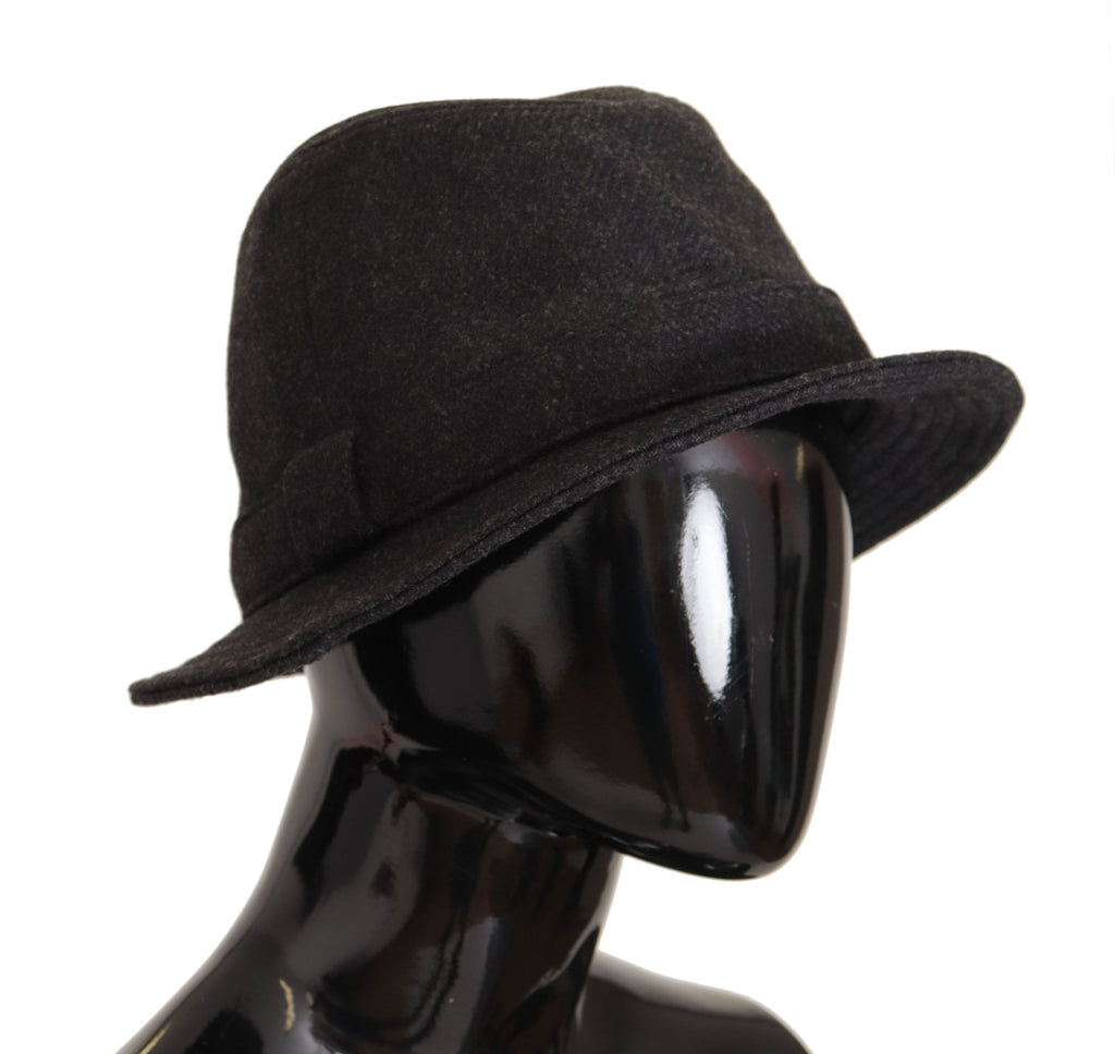 Dolce & Gabbana Chapeau Fedora Trilby Logo en Laine Vierge Grise